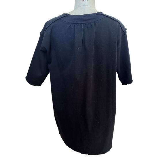 AVN Italian Black Denim Mini T-Shirt Dress Size 42/ US 10 Large - Picture 2 of 5